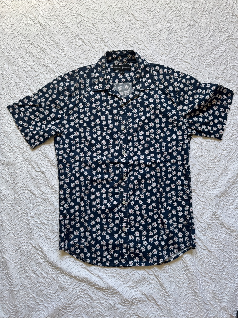 Beverly Hills Polo Club Navy Short-Sleeve Floral Button-Down Shirt